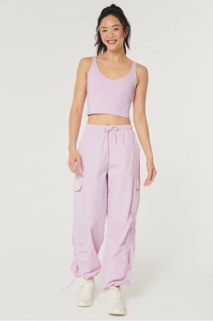 Gilly Hicks Parachute Cargo Pants Wide Leg Nylon Lavender Mauve Women's M